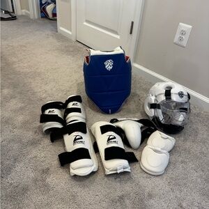 Blue and White sparring gear